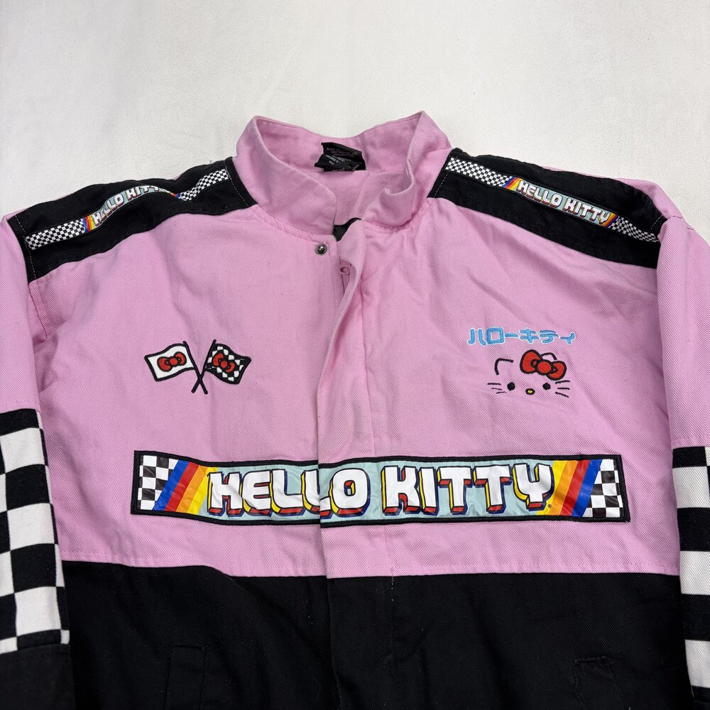 Hello Kitty Racing Jacket Pink/Black Checkerboard Women's S - Picture 6 of 10